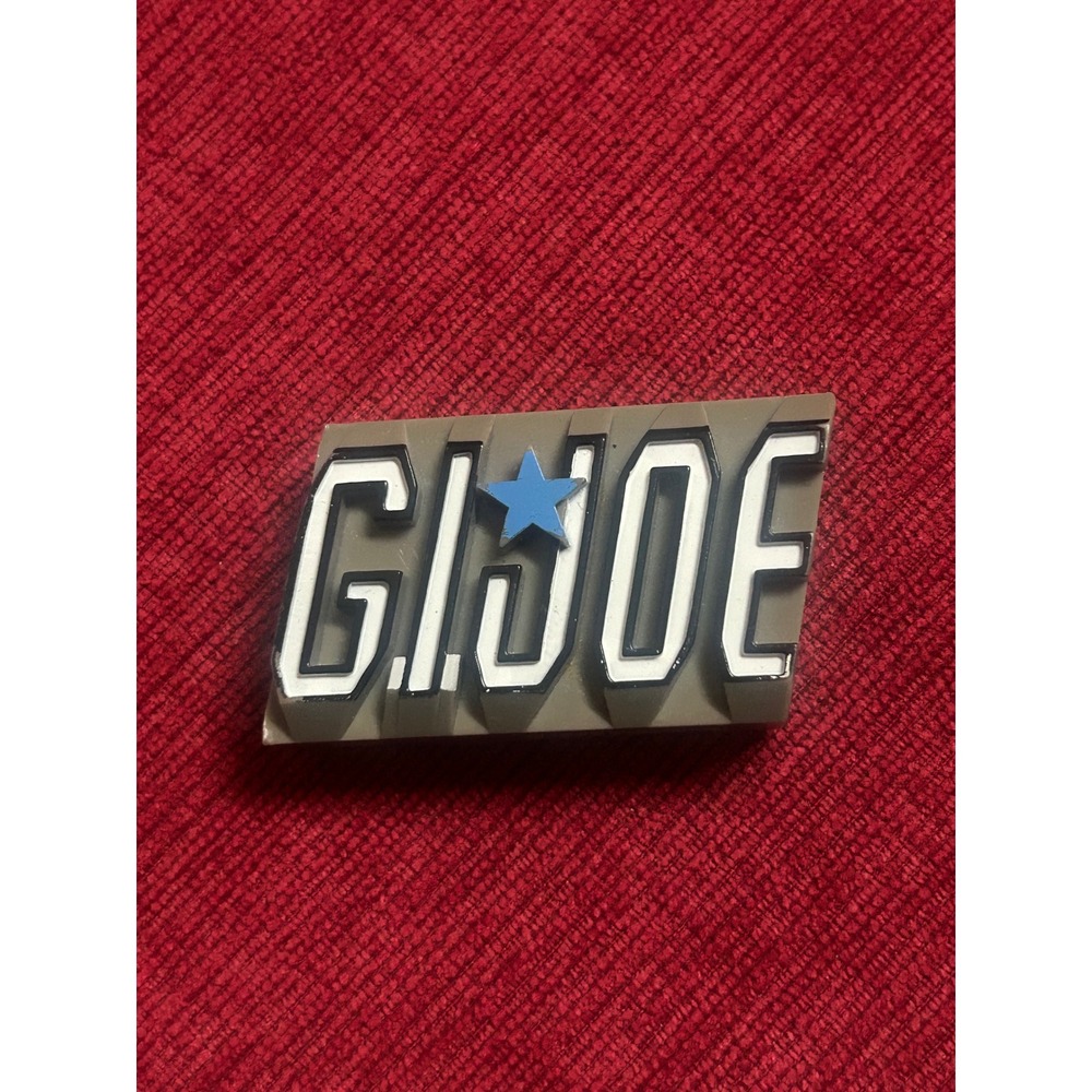 Vintage GI Joe Web Belt Buckle Olive Drab Hasbro Military Logo Blue Star Retro